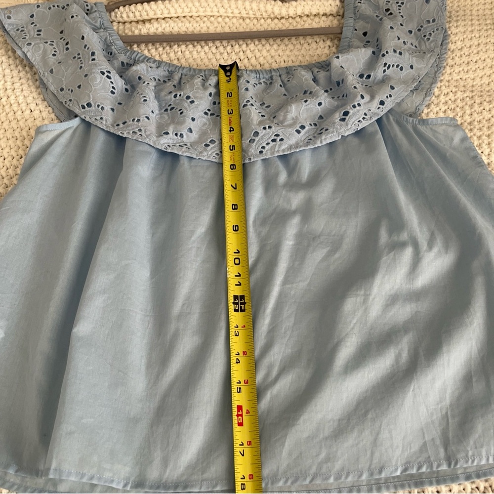 NWT Banana Republic Sky Blue Eyelet Blouse Sz Large Boho Feminine Beach - Picture 9 of 12